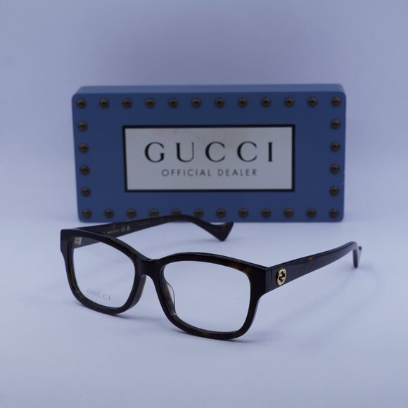 Gucci GG1259OA 002 Rectangle 55mm Eyeglasses - Dark Havana - Picture 5 of 11